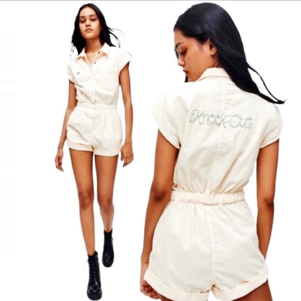 Urban Outfitters Beige Corduroy Knockout Romper XS